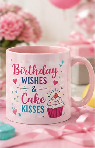 Birthday Wishes custom mug — pink